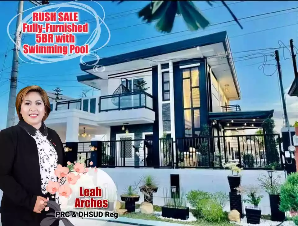 18M RUSH SALE HOUSE DAVAO 5BR FULLY FURNISHED TWO-STOREY HOUSE & LOT WITH SWIMMING POOL