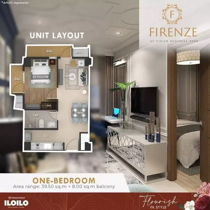 FIRENZE RESIDENCES 1 BR with Balcony — 1 Bedroom in Megaworld Boulevard, Corner Airport Road, Sta. Rosa — Photo 2