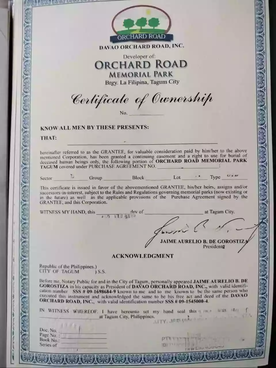 20% DISCOUNT - ORCHARD ROAD MEMORIAL PARK