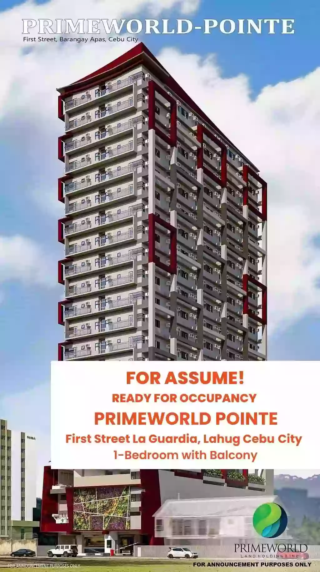 Open photo 11 of 11 — FOR ASSUME  1-BEDROOM UNIT WITH BALCONY HERE IN PRIMEWORLD POINTE LOCATED IN 1ST STREET LA GUARDIA, LAHUG CEBU CITY 6000, CEBU PHILIPPINES  