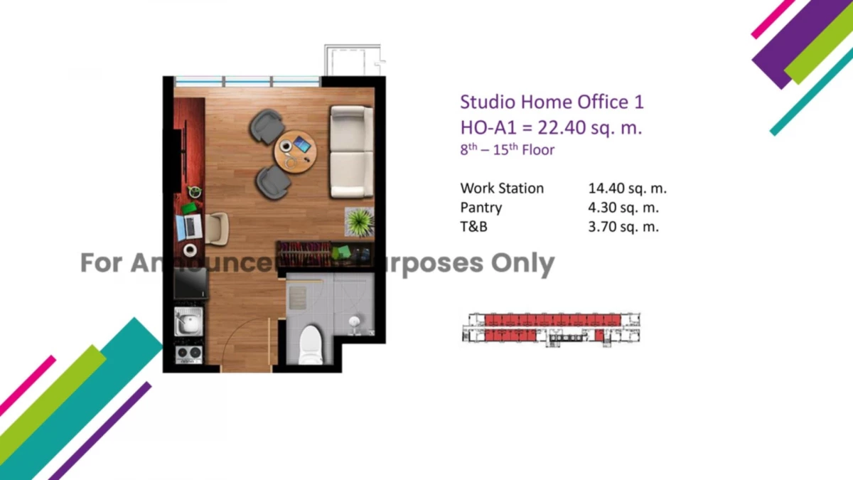 Home office Studio Unit in Vertex Central for ASSUME