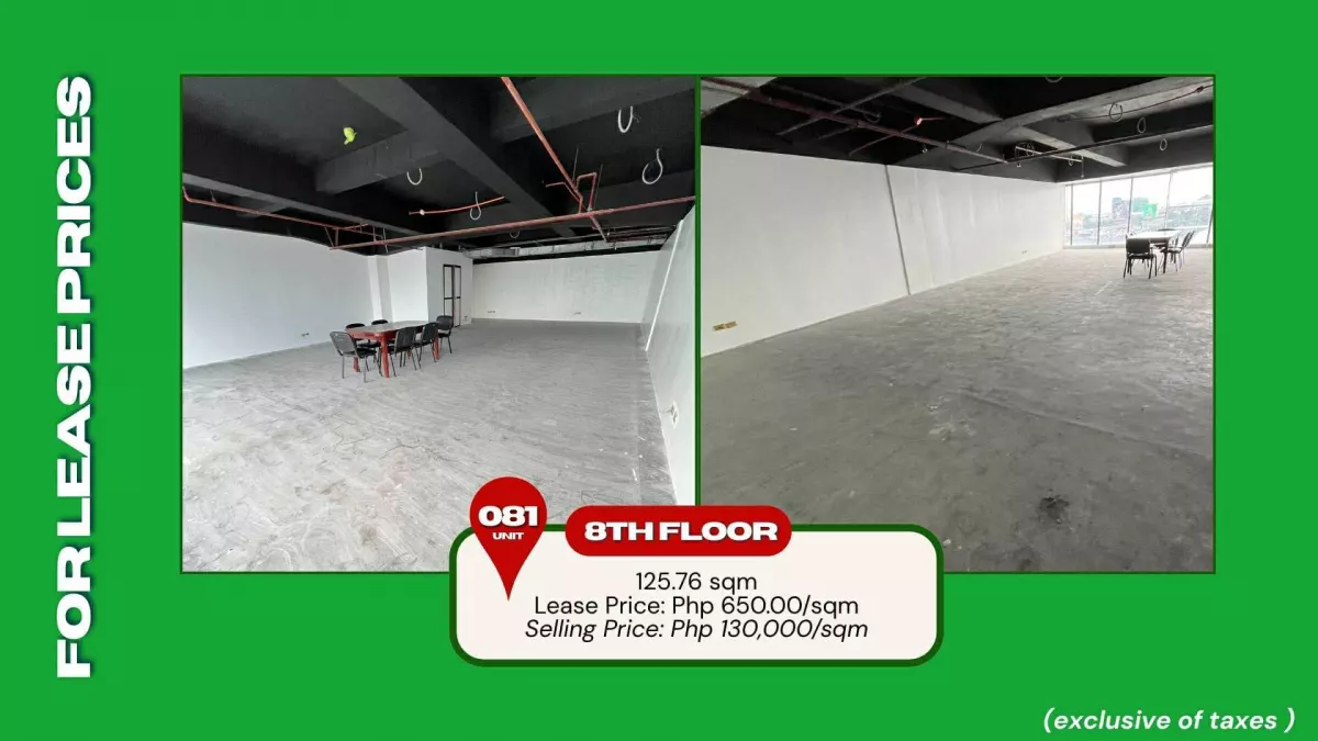 COMMERCIAL SPACE 125.76sqm 8TH FLOOR PRYCE TOWER