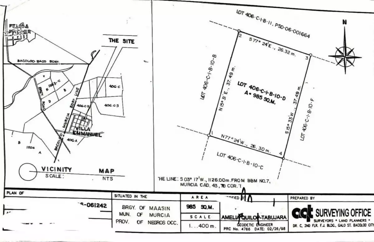 FARM LOT BRGY. MAASIN MUN OF MURCIA - VILLA EMMANUEL 