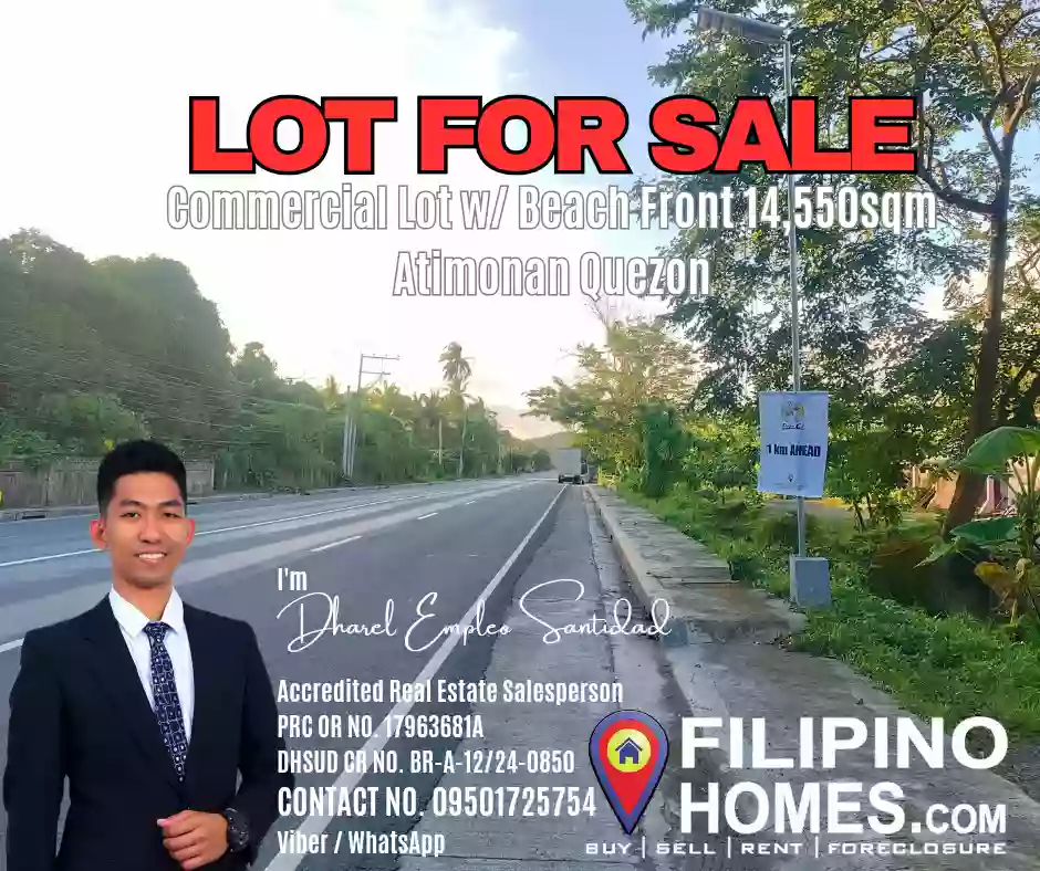 For sale Prime Commercial Lot with Beach Front Along National Highway Gate way to Bicol and Manila Located in Atimonan Quezon