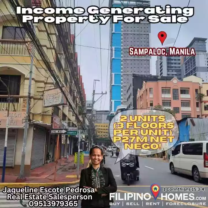 TWO COMMERCIAL UNIT (3 STOREY PER UNIT) FOR SALE CORNER LOT IN SAMPALOC MANILA