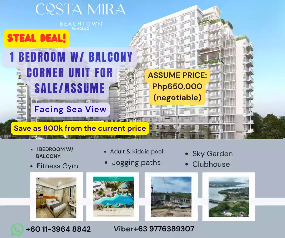 1 BEDROOM WITH BALCONY CORNER UNIT FACING SEA VIEW — 1 Bedroom in Costa Mira, Panglao Riverside, Dauis — Photo 2