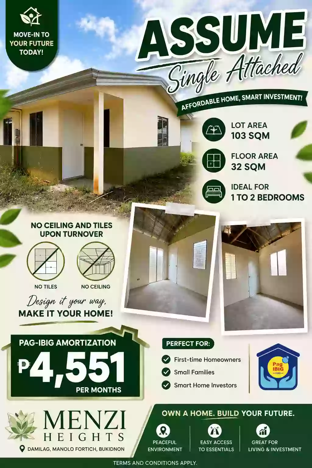 🏡 AFFORDABLE SINGLE ATTACHED CORNER UNIT – FOR ASSUME! 🏡