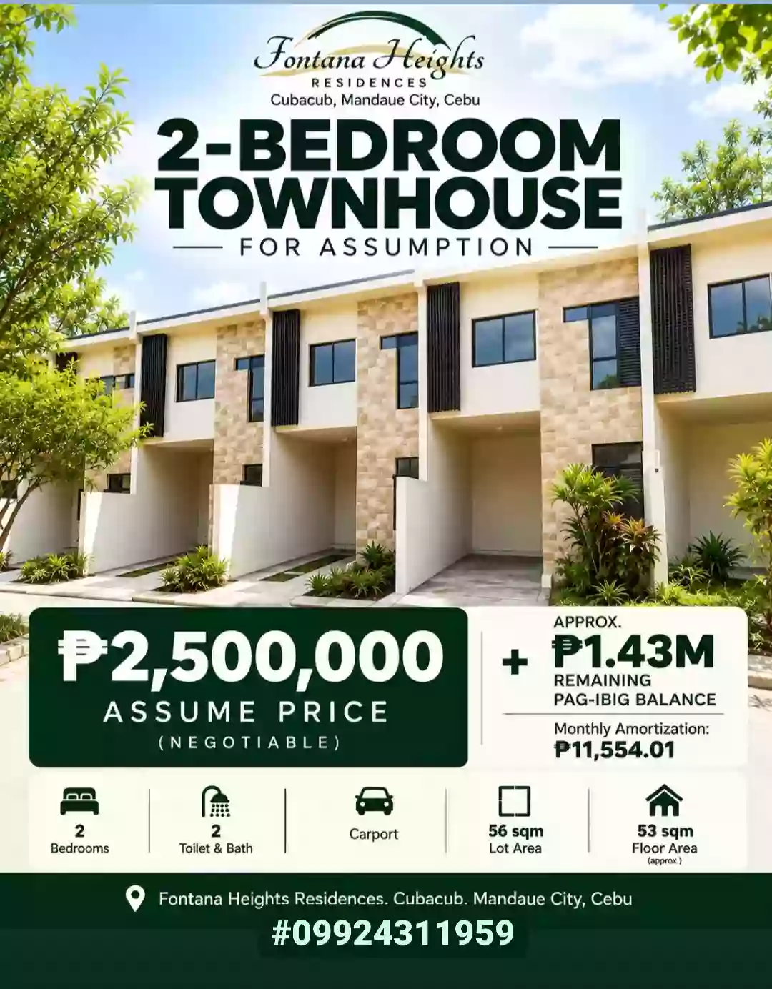 For Assume: 2BR Townhouse in Cubacub, Mandaue City — 56 sqm