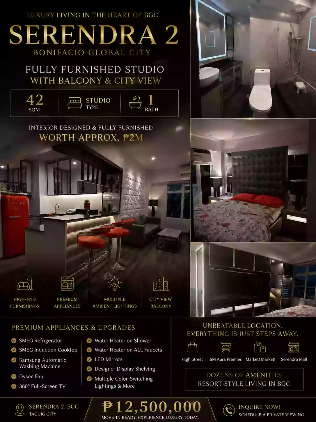 For Sale: Studio Condo in Fort Bonifacio, Taguig City — 42 sqm