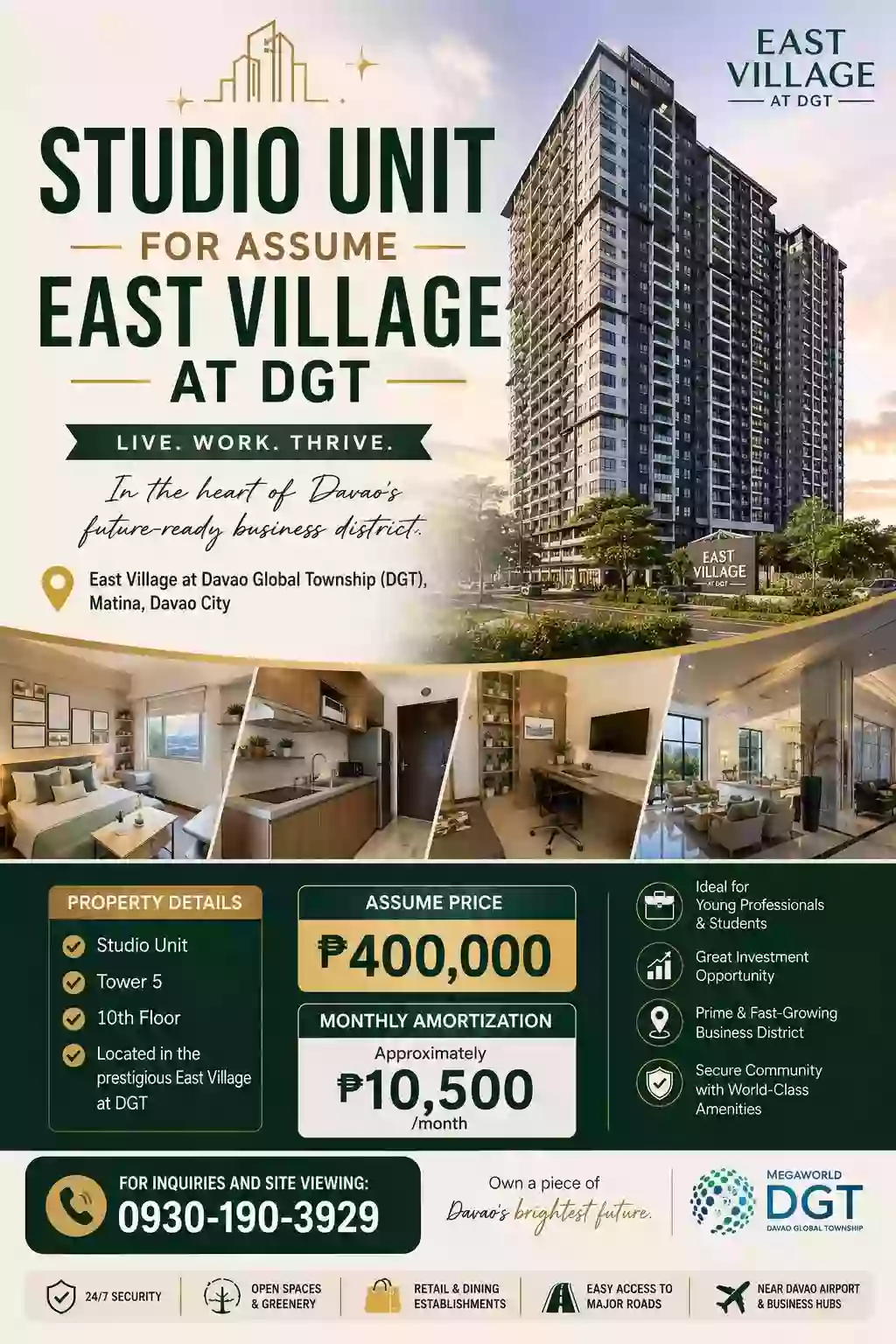 Davao Global Township - The East Village Studio Unit For Assume