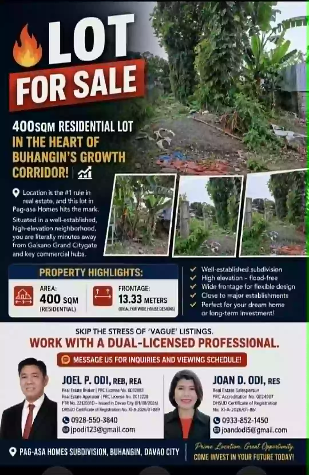 Rush Sale: LOT 400sqm Residential Lot in the heart of Buhangin’s.