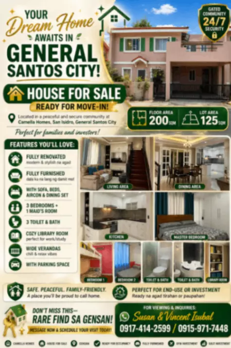 For Sale: House and Lot in Camella General Santos Near City Center