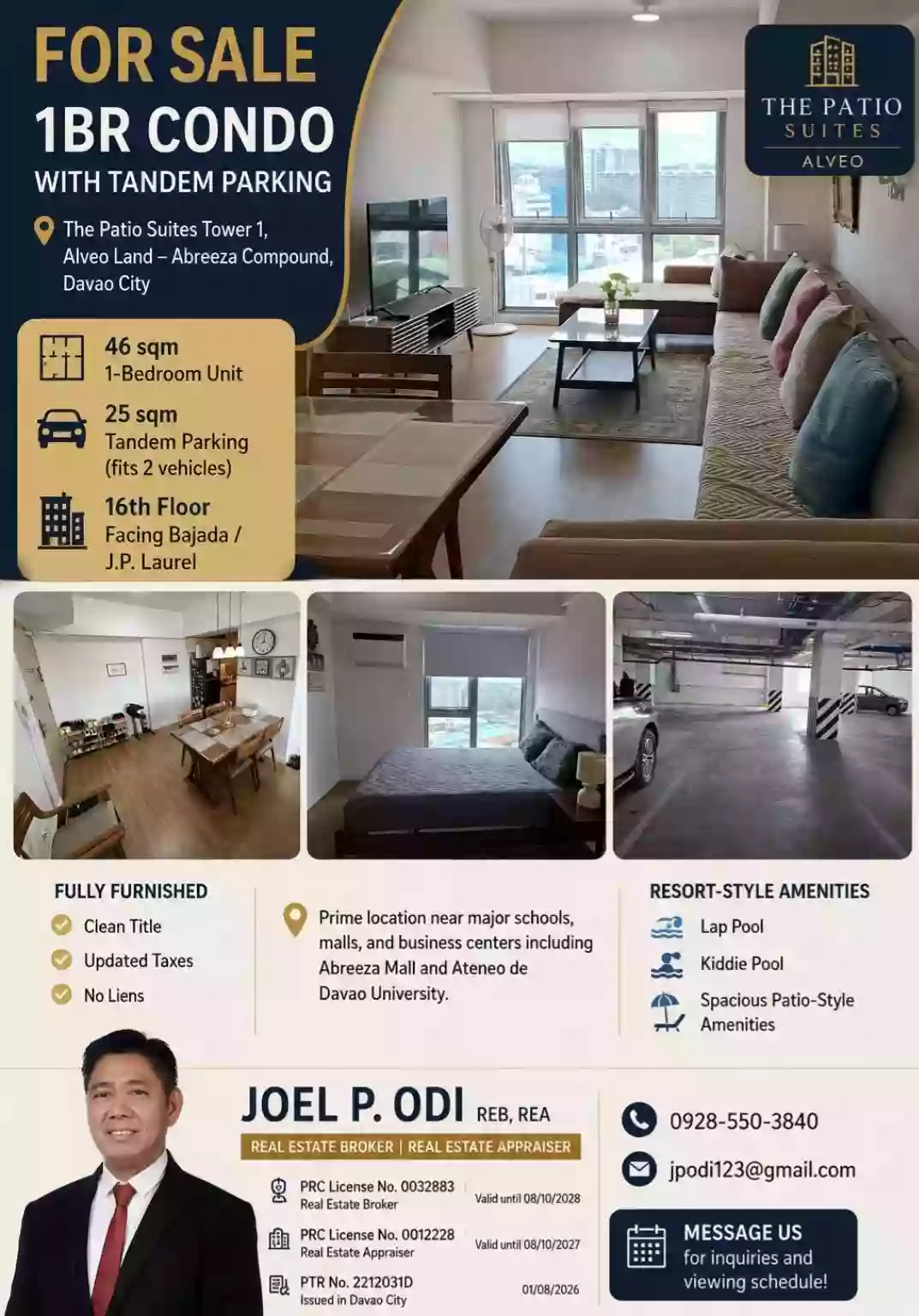 FOR SALE – 1BR Condo with Tandem Parking at Patio Suite Tower 1 Alveo Land – Abreeza Compound, Davao City — 1 Bedroom in Barangay 1-A (Pob.), Davao City, Davao del Sur — Photo 6
