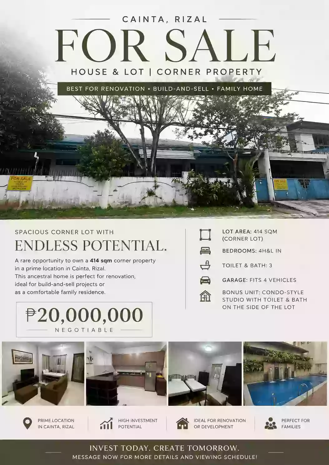 For Sale: 4BR House and Lot in San Isidro, Cainta — 414 sqm