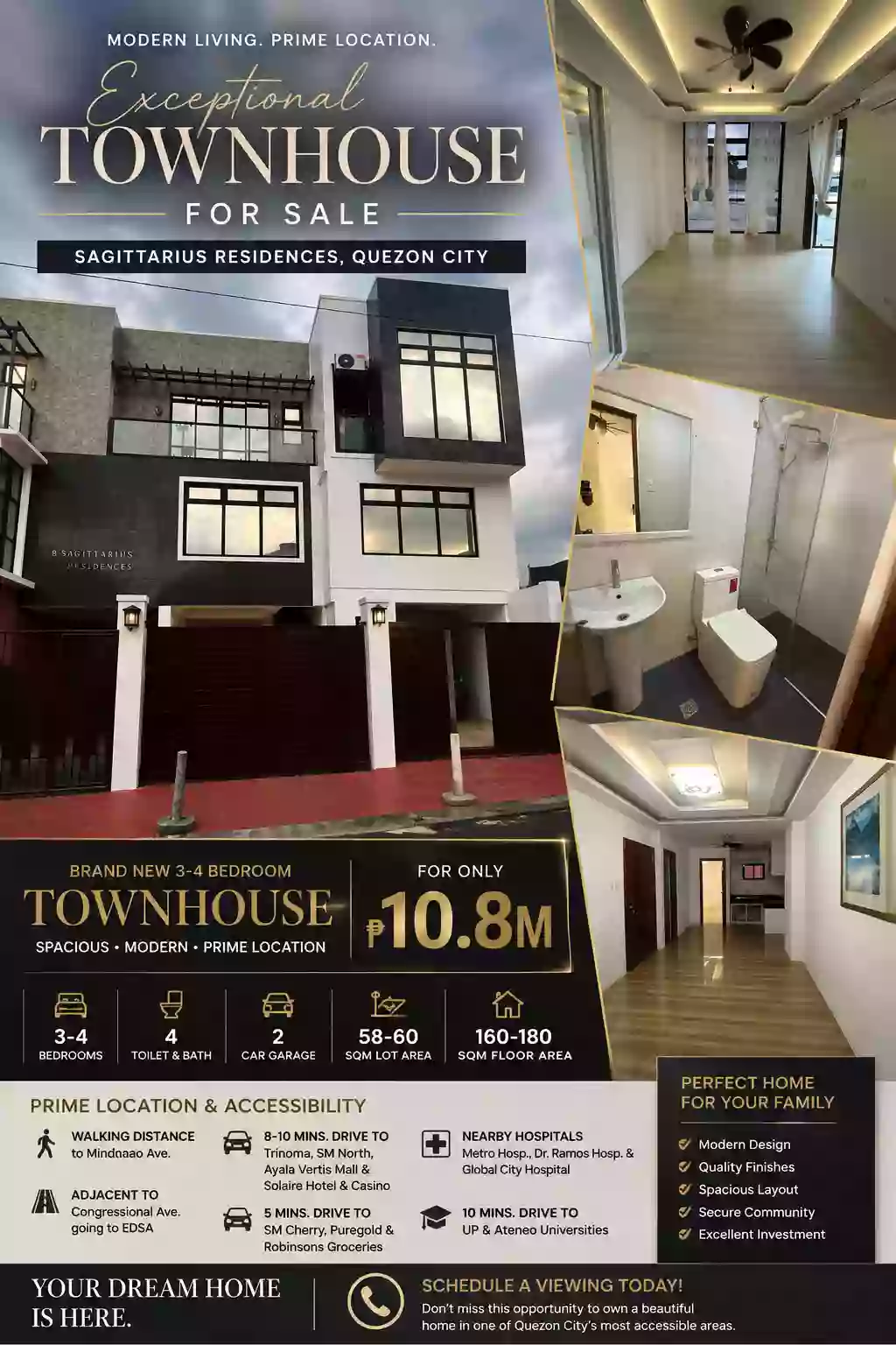 For Sale: 4BR Townhouse in Tandang Sora, Quezon City — 180 sqm