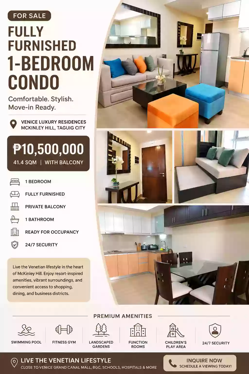 For Sale: 1BR Condo in Fort Bonifacio, Taguig City — 41.4 sqm