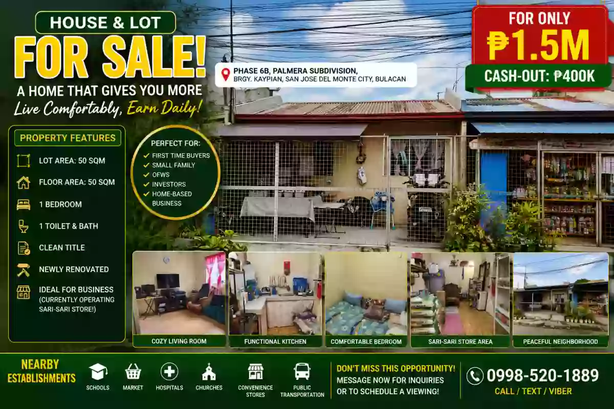 Pre-Owned: 1BR House and Lot in Kaypian, San Jose del Monte — 50 sqm