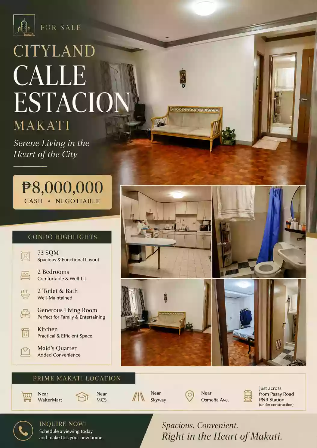 For Sale: 2BR Condo in Pio Del Pilar, Makati City — 73 sqm
