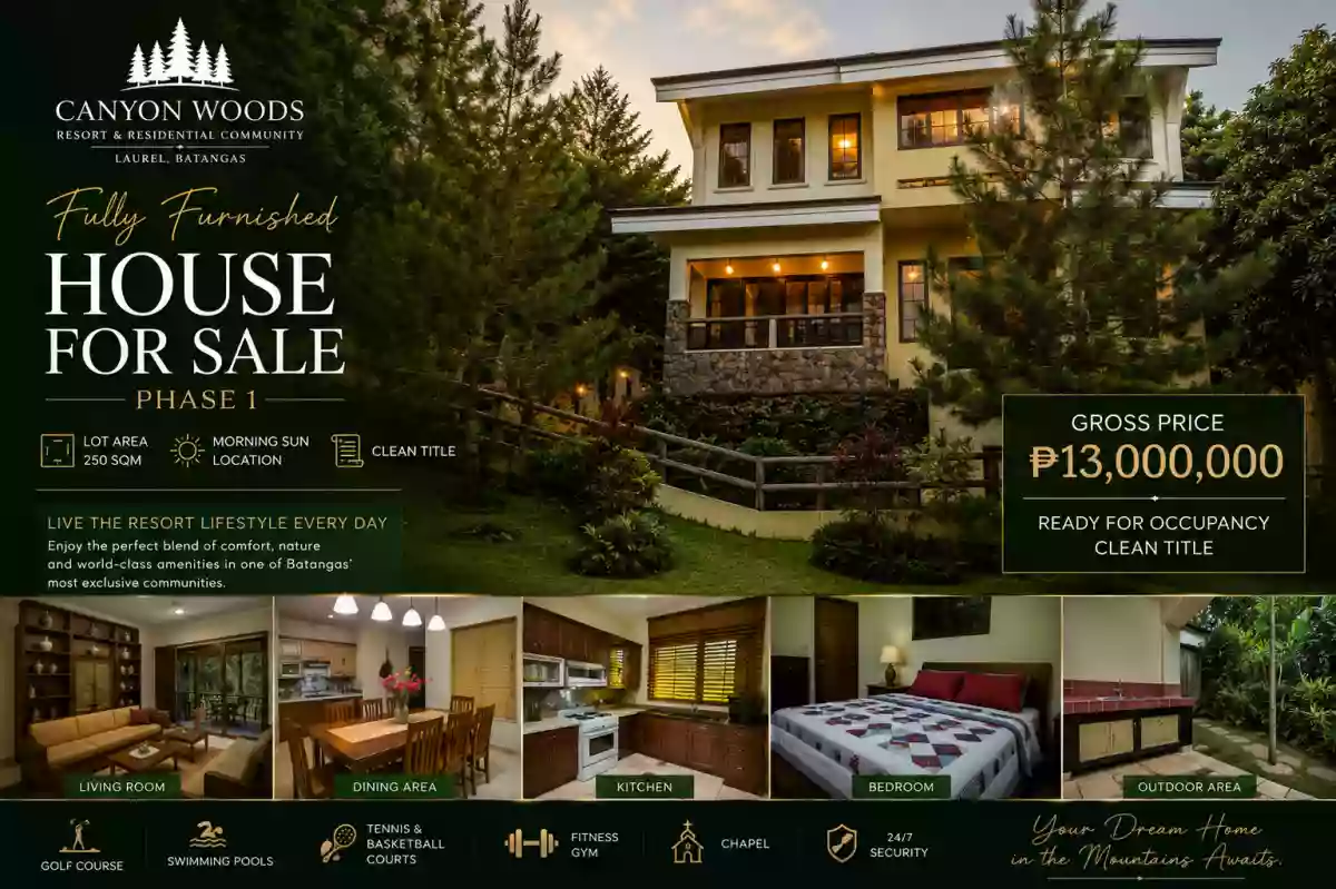 FOR SALE | Fully Furnished Luxury Home in Canyon Woods Resort & Residential Community, Laurel, Batangas