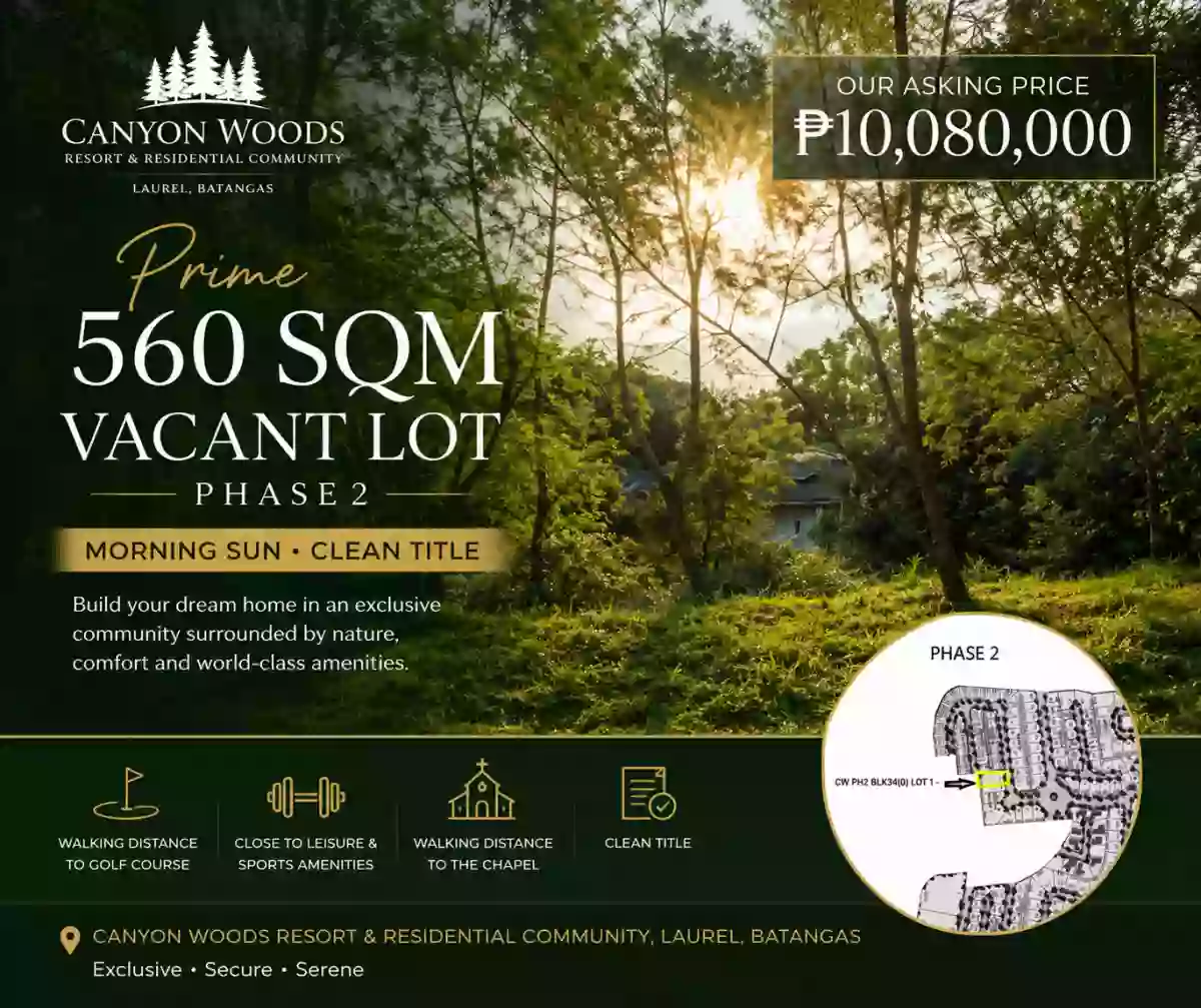 Lot in Canyon Woods, Laurel Batangas for only 10.08M, 560sqm