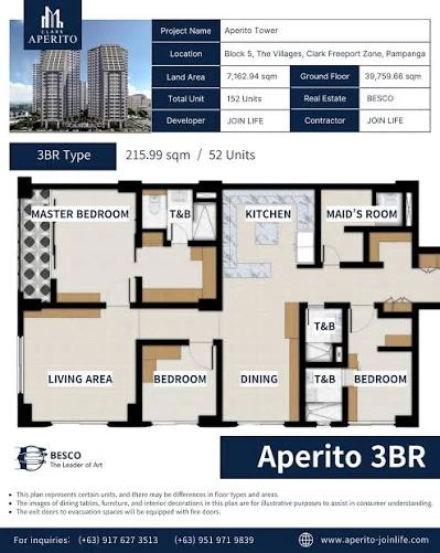 For Sale: 3BR Condo in Aperito Tower at The Villages, Clark Freeport Zone Pampanga — 216 sqm — 3 Bedrooms in Margot, Angeles City, Pampanga — Photo 3