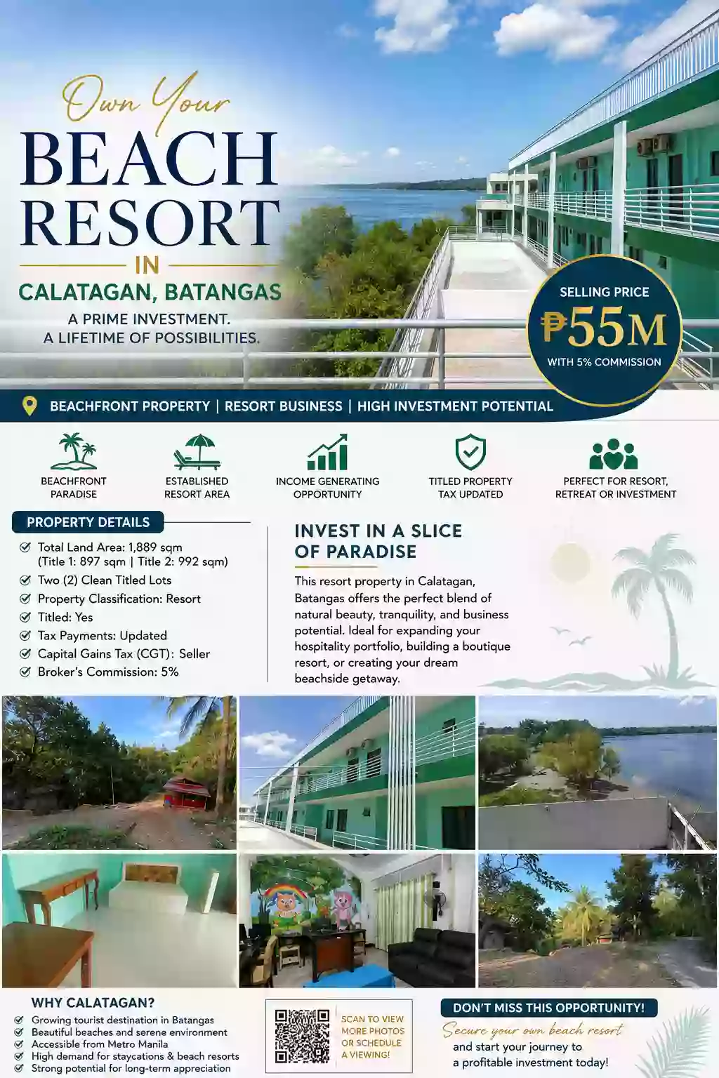 For Sale: Beach House / Resort in Barangay 1 (Pob.), Calatagan, Batangas — 1889 sqm