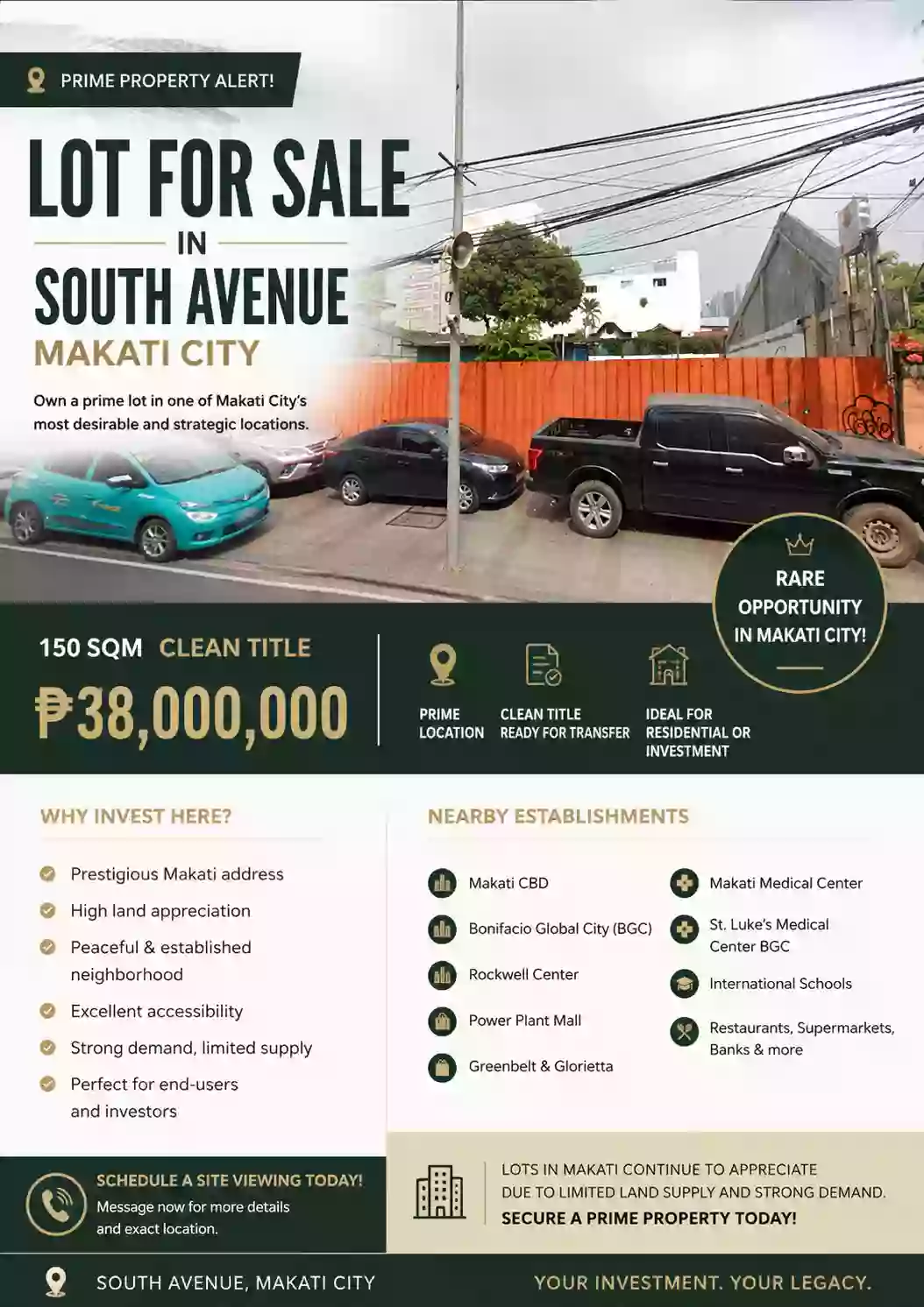 For Sale: Commercial Lot in Olympia, Makati City — 150 sqm