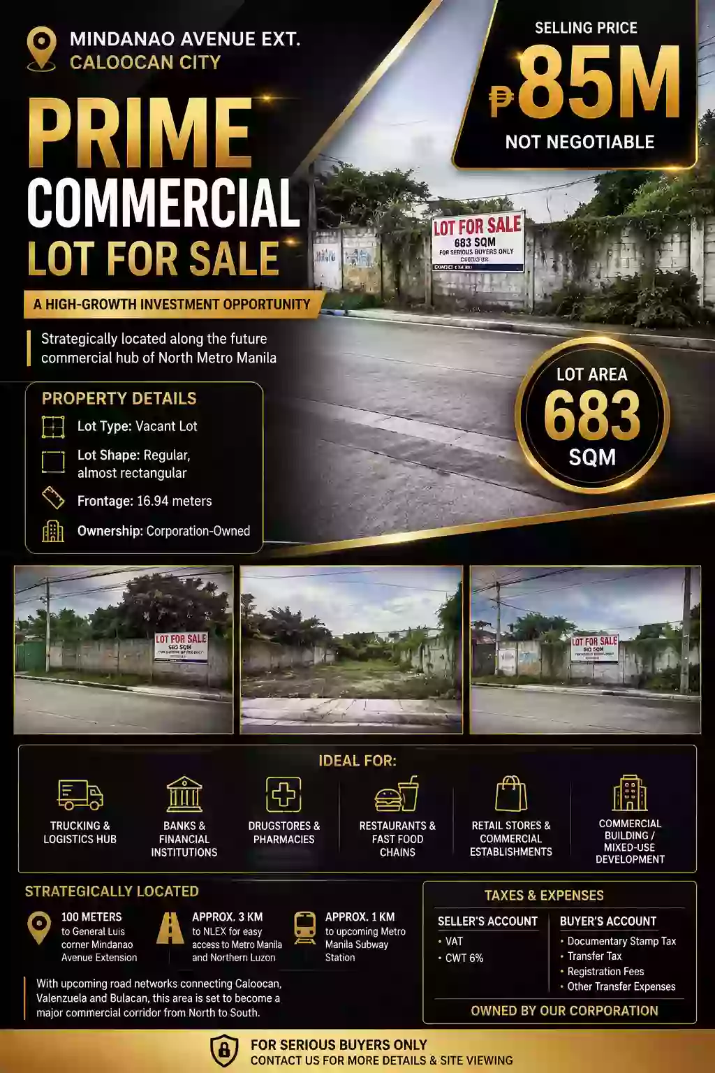 For Sale: Commercial Lot in Barangay 166, Caloocan City — 685 sqm