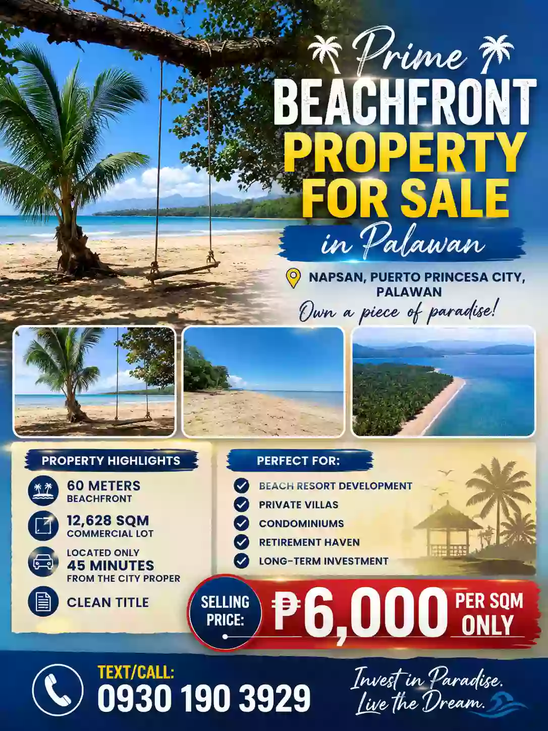 FOR SALE Beach Lot in Napsan, Puerto Princesa City — 12628 sqm