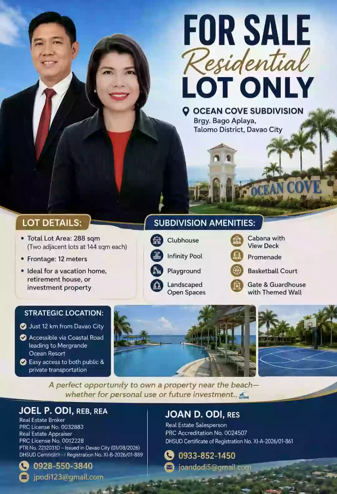 🏡 FOR SALE – Residential Lot Only 📍 Ocean Cove Subdivision, Brgy. Bago Aplaya, Talomo District, Davao City