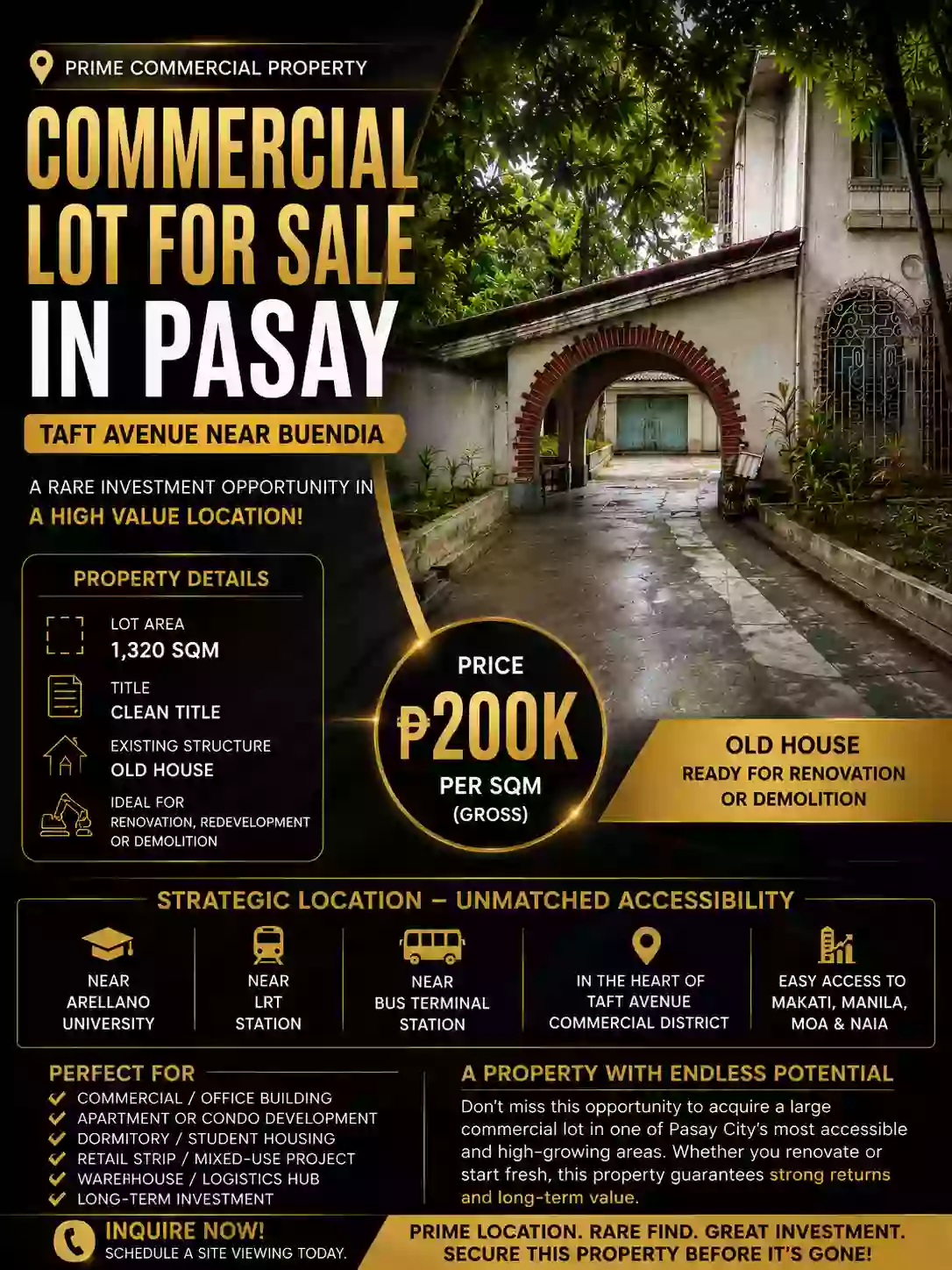 For Sale: Commercial Lot in Barangay 97, Pasay City — 1320 sqm