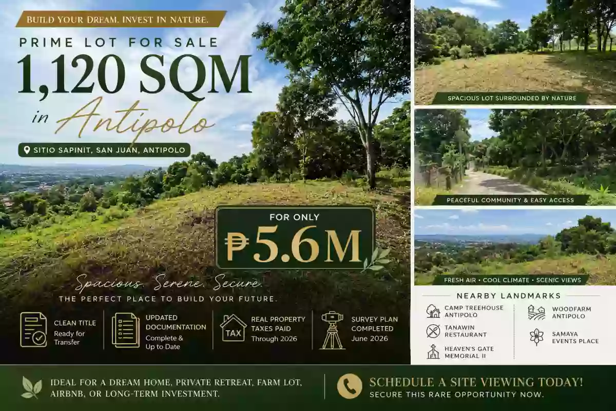 For Sale: Residential Lot in San Juan, Antipolo — 1120 sqm
