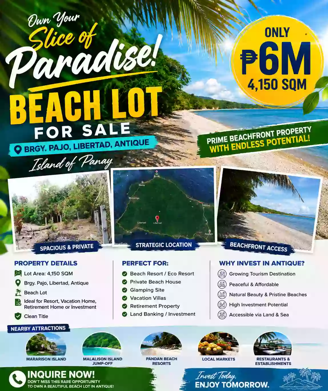 For Sale: Beach Lot in Pajo, Libertad, Antique — 4150 sqm