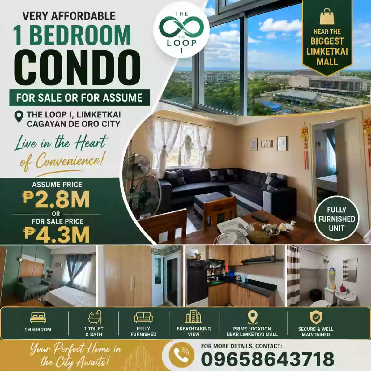 1BR Condo for Sale Near Limketkai Center, Cagayan de Oro City — Balcony