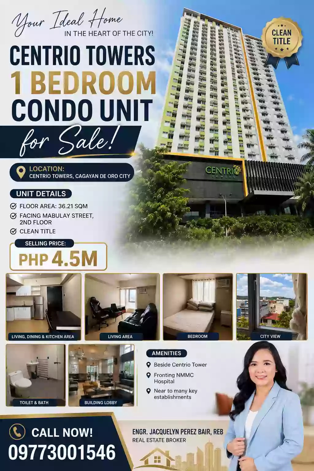 FOR SALE: 1 BR CENTRIO TOWER CONDO, CAGAYAN DE ORO CITY- 36.21 SQM