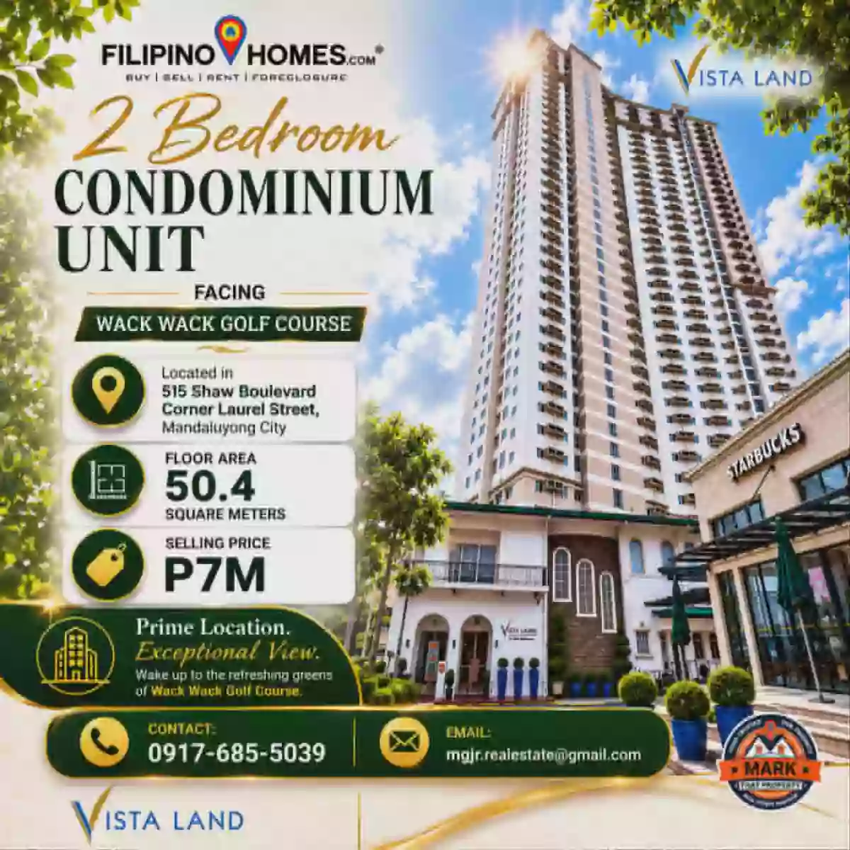 2-Bedroom Condo facing Wack Wack Golf Course (50.4 sqm) – Mandaluyong City