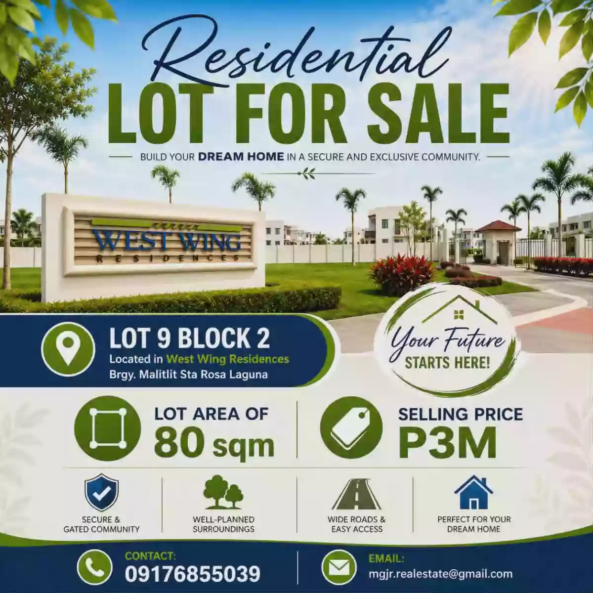 80 sqm Residential Lot in West Wing Residences - Sta Rosa, Laguna