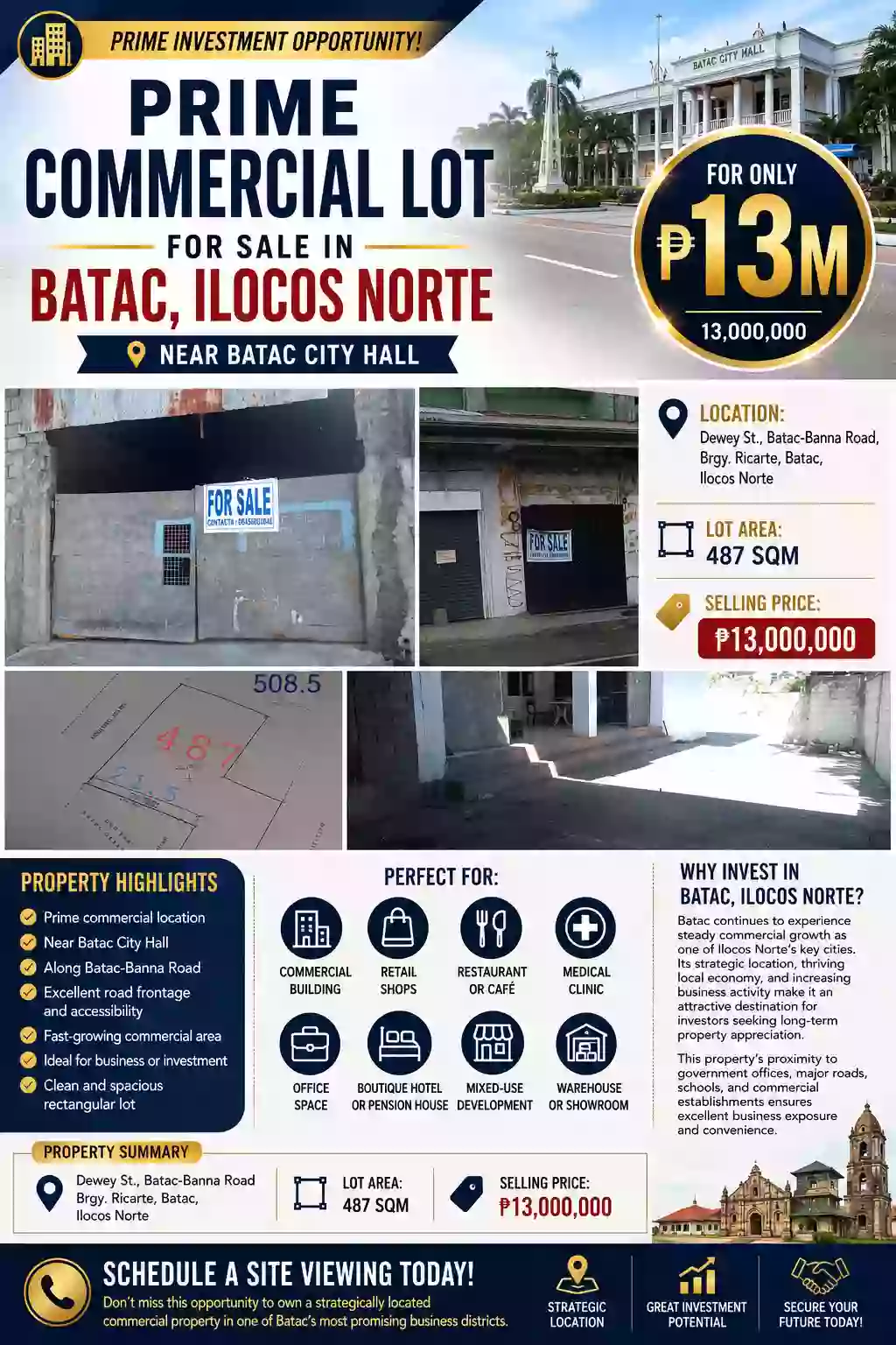 For Sale: Commercial Lot in Ricarte Pob. (Nalasin), Batac — 487 sqm