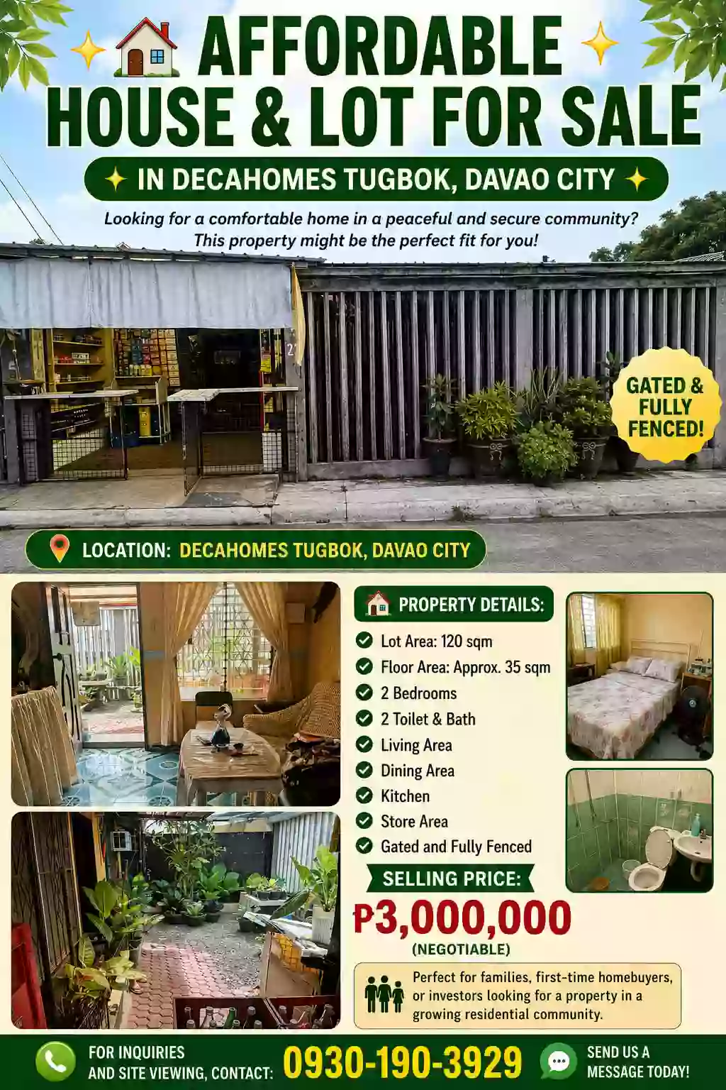 🏡✨ AFFORDABLE HOUSE & LOT FOR SALE IN DECA HOMES RESORT & RESIDENCES, TACUNAN ✨🏡