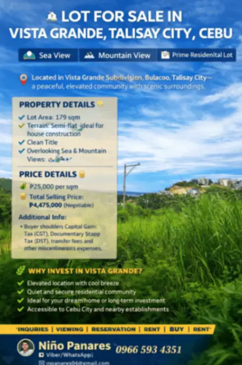 Lot for sale in Vista Grande talisay Cebu City