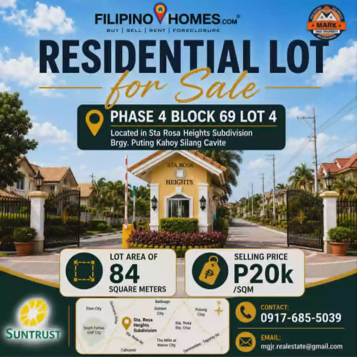For Sale: Residential Lot in Sta Rosa Heights, Silang Cavite — 84 sqm