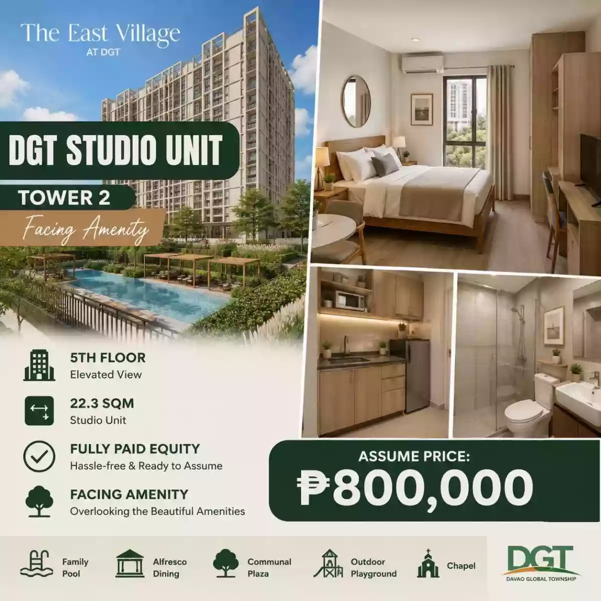 FOR ASSUME: Davao Global Township Studio Condo in Matina Crossing, Davao City — Studio in Matina Crossing, Davao City, Davao del Sur — Photo 3