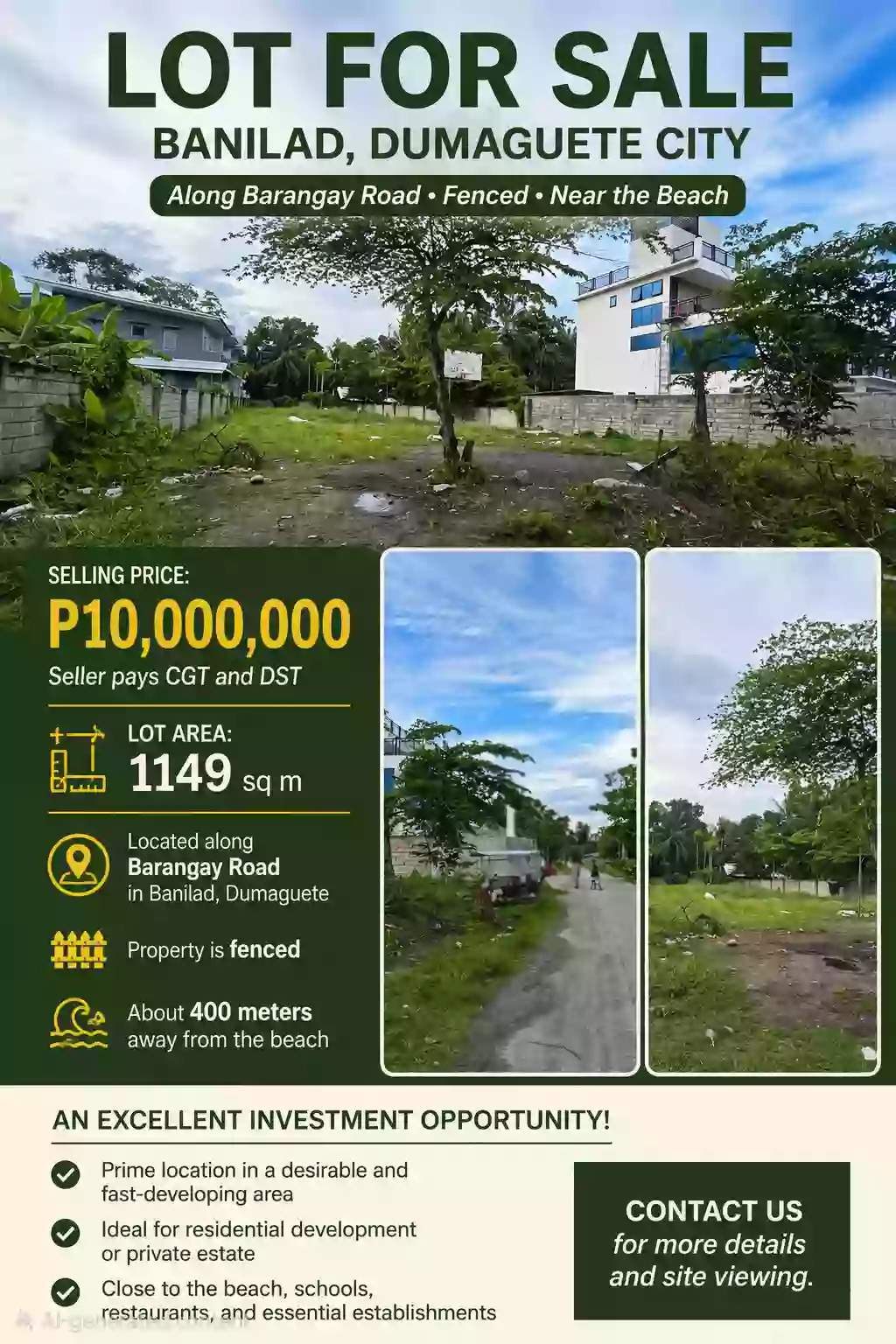 For Sale: Residential Lot in Banilad, Dumaguete City — 1149 sqm