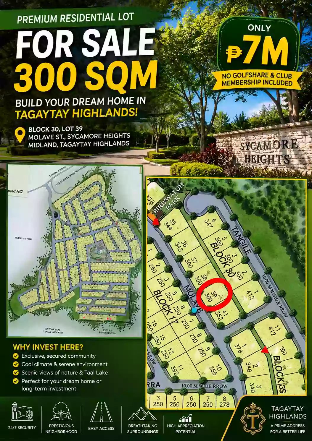 For Sale: Residential Lot Near Tagaytay Highlands, Tagaytay City — 300 sqm