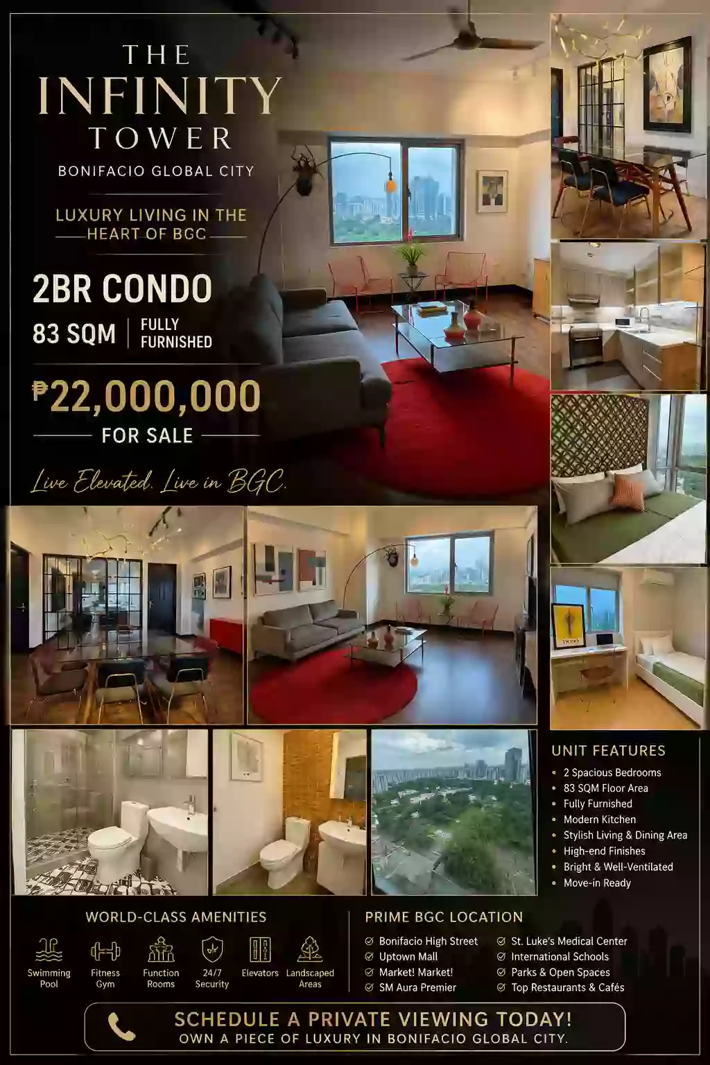 For Sale: 2BR Condo in Fort Bonifacio, Taguig City — 83 sqm