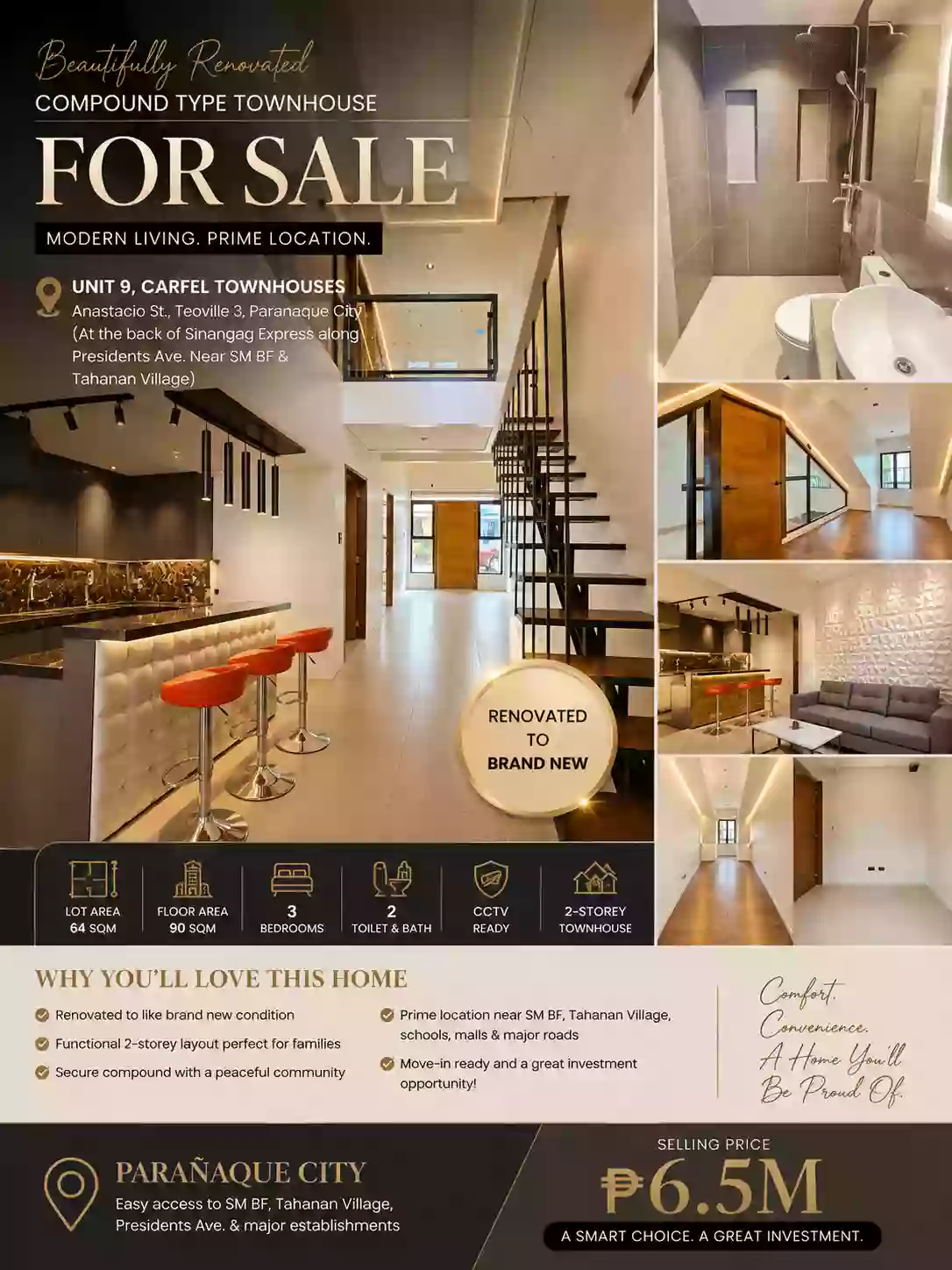 For Sale: 3BR Townhouse in B. F. Homes, Paranaque City — 64 sqm
