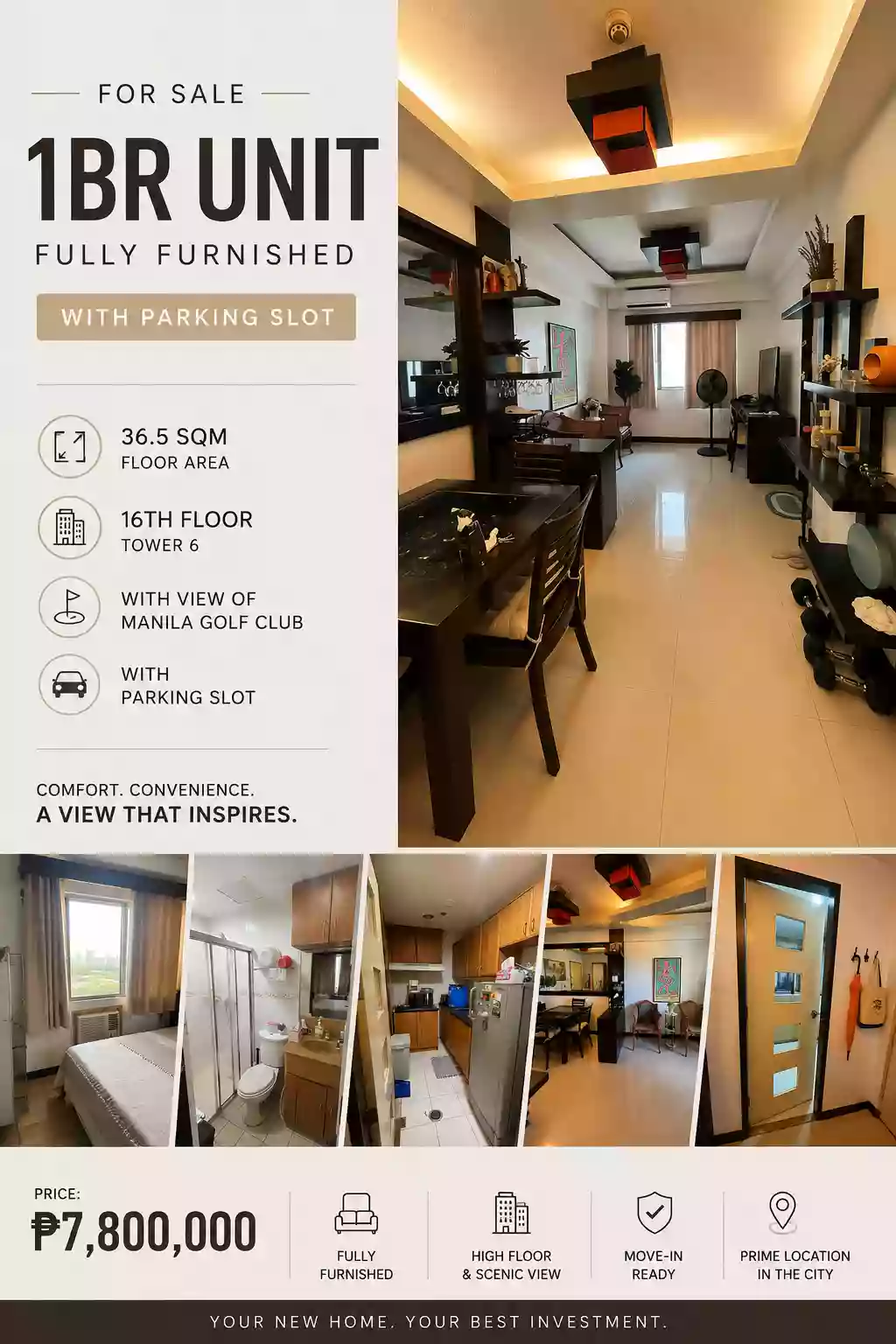 For Sale: 1BR Condo in Fort Bonifacio, Taguig City — 36.5 sqm