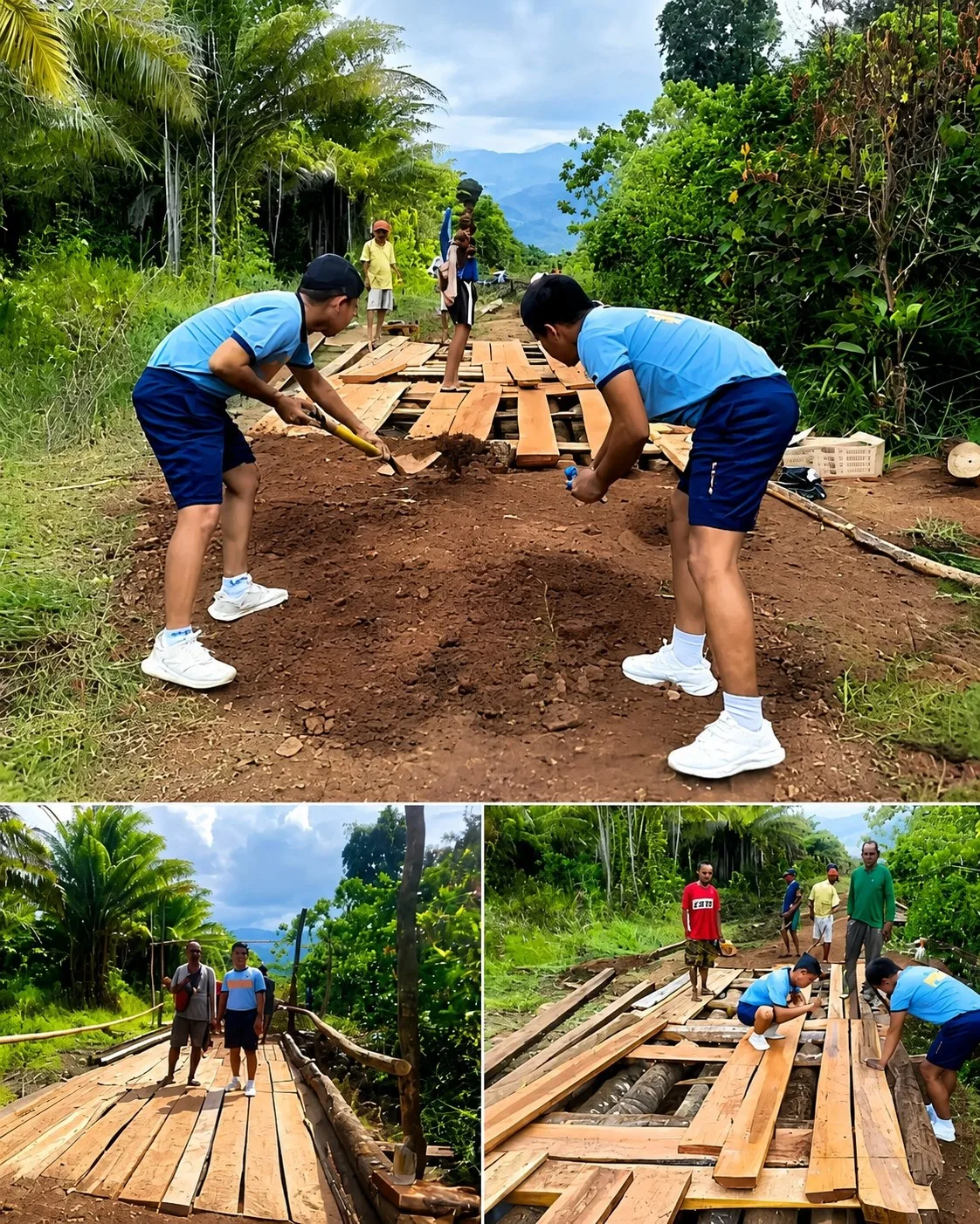 Police And Local Community Build New Bridge To Ease Bataraza Travel
