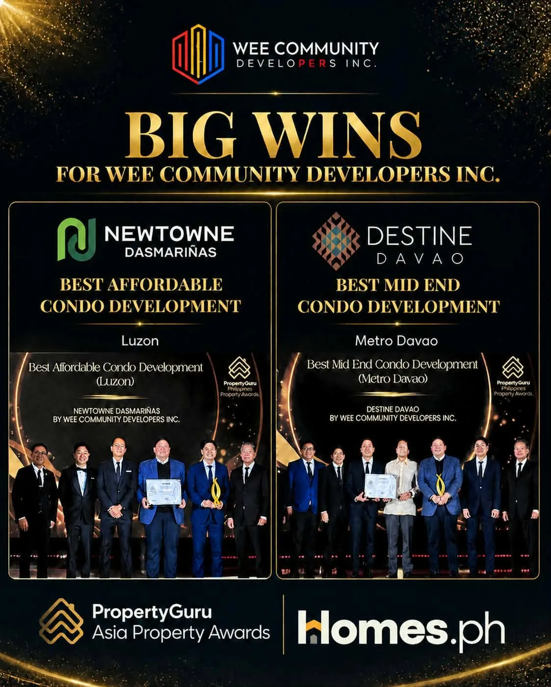 PropertyGuru Awards: Destine Davao Wins Best Mid End Condo, Newtowne Dasmariñas Tops Affordable Luzon