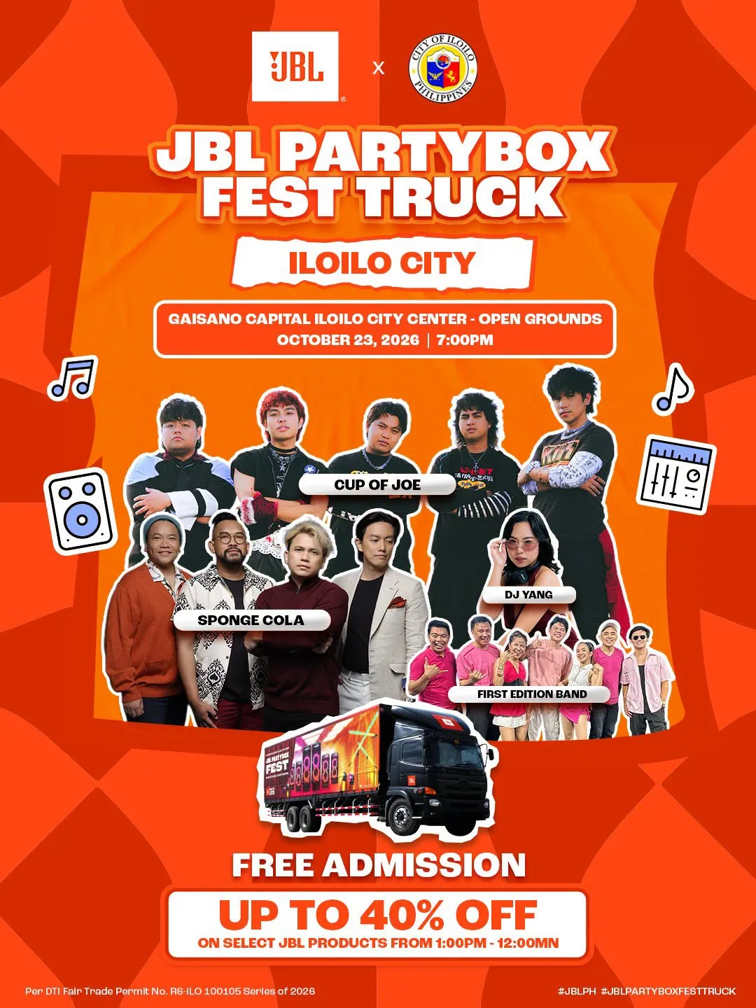 JBL PartyBox Fest Truck Brings Cup of Joe & Sponge Cola to Iloilo for Free Concert on October 23